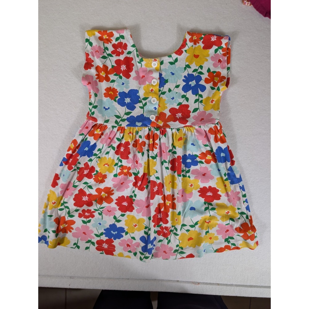 Hanna Andersson Girls Floral Dress Organic Cotton Sleeveless Multi Color Size 80